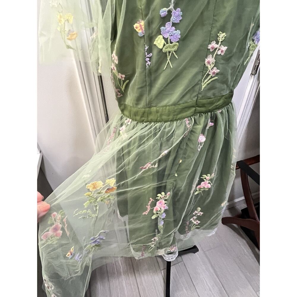 Green Tulle Embroider Floral Lined Fairy Garden Wedding/Prom Dress Plus NWT XXL - Picture 15 of 15